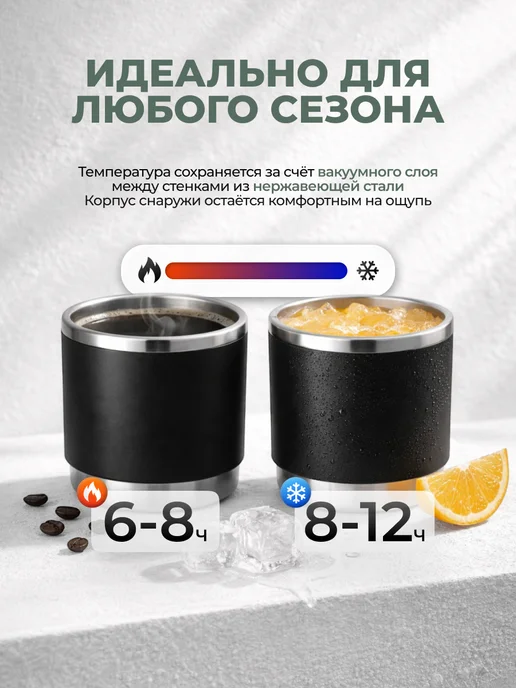 Sand Lark Термос 0.5 для чая и кофе металлический, черный, фото 6