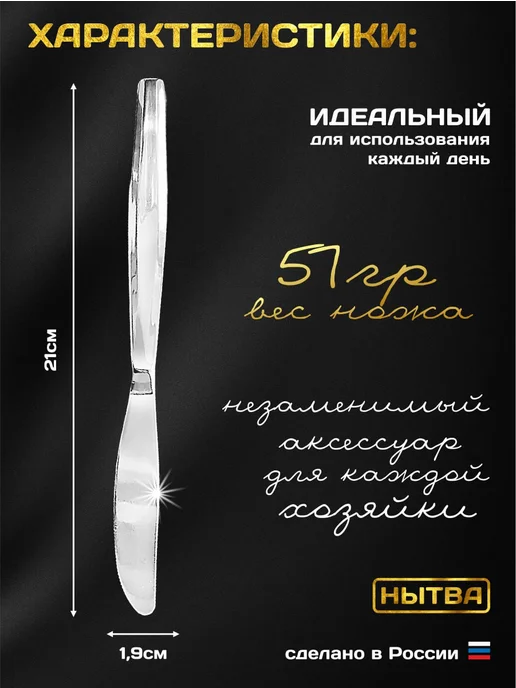 АО НЫТВА Ножи столовые 6шт набор для сервировки Визит, 6 шт, фото 2
