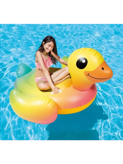 Intex 57556 Надувной плот Утенок, 147х147х81см, 147x147x81 см, желтый