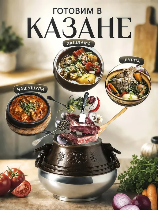 rashko baba Афганский казан 5 литров с крышкой алюминиевый для плова, коричневый, фото 3