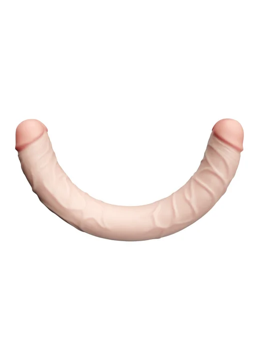 LOVETOY (А-Полимер) Двойной дилдо двухсторонний фаллоимитатор гигант, бежевый, фото 4