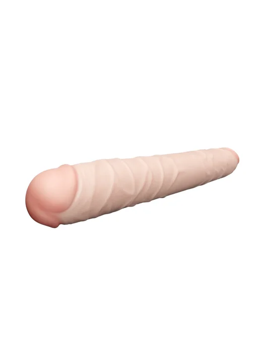 LOVETOY (А-Полимер) Двойной дилдо двухсторонний фаллоимитатор гигант, бежевый, фото 6