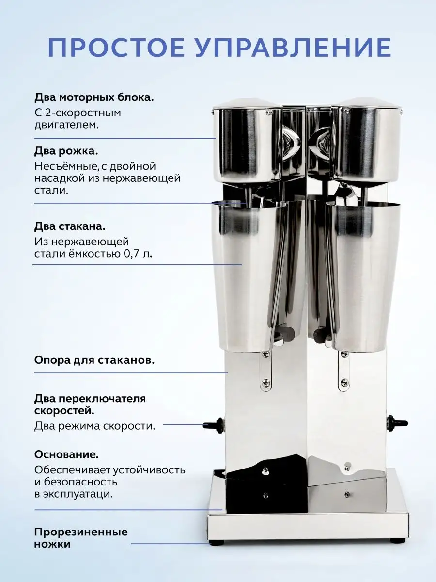 Миксер для молочных коктейлей профессиональный с 2 чашами GASTRORAG  81590832 купить в интернет-магазине Wildberries