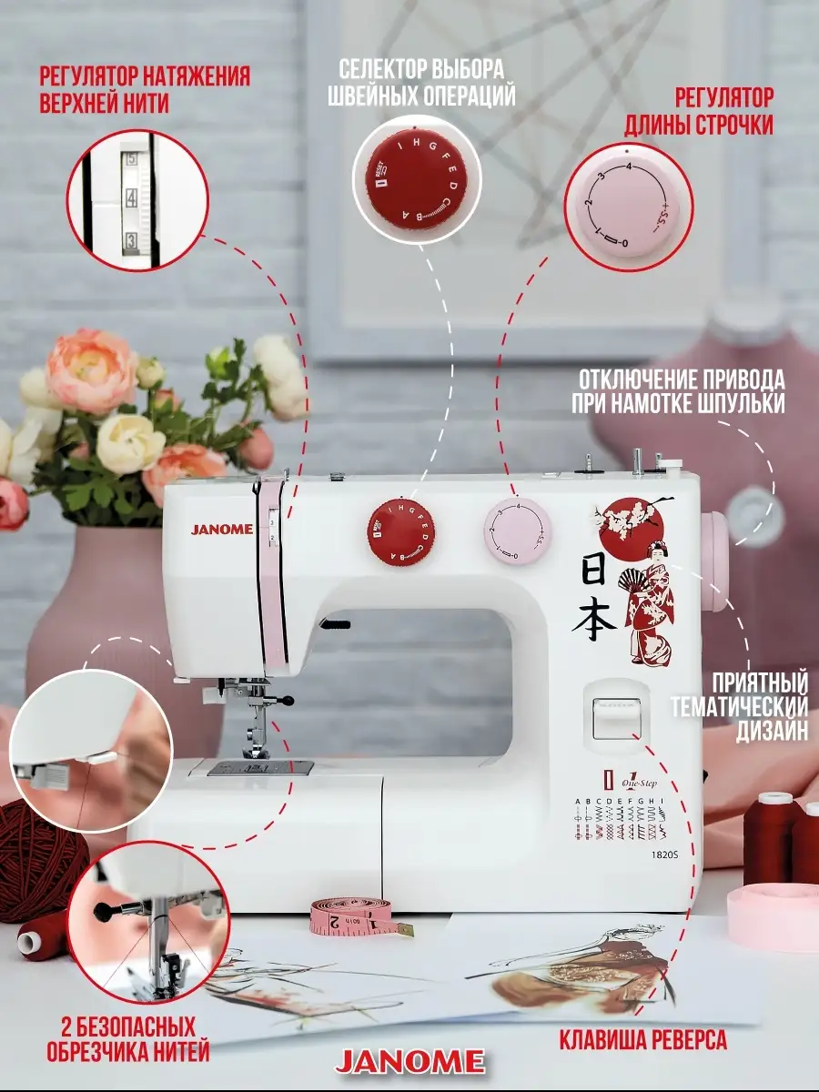 Швейная машина Janome 1820S / Швейная машинка / Джаноме / Бытовая техника  Janome 81699643 купить в интернет-магазине Wildberries