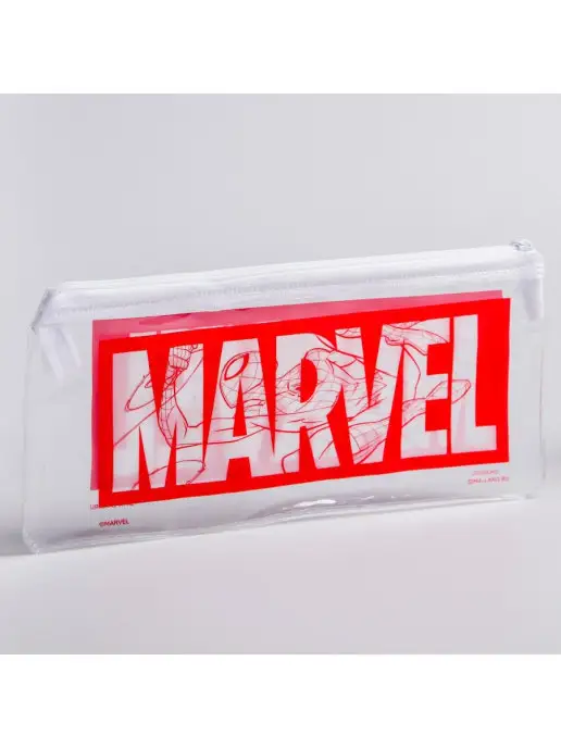 MARVEL Пенал школьный мягкий плоский Человек-паук Супергерой, белый