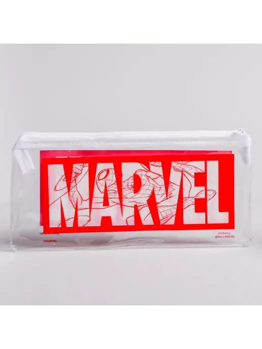 MARVEL Пенал школьный мягкий плоский Человек-паук Супергерой, белый, фото 2