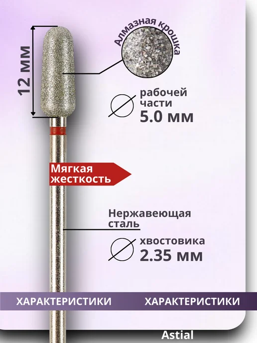 Astial Фрезы для маникюра и педикюра Почка, 806.104.263.514.050, 5 шт, фото 2