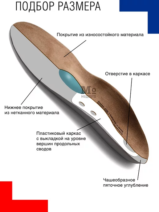 Orto Стельки ортопедические при плоскостопии MIX, коричневый, фото 3