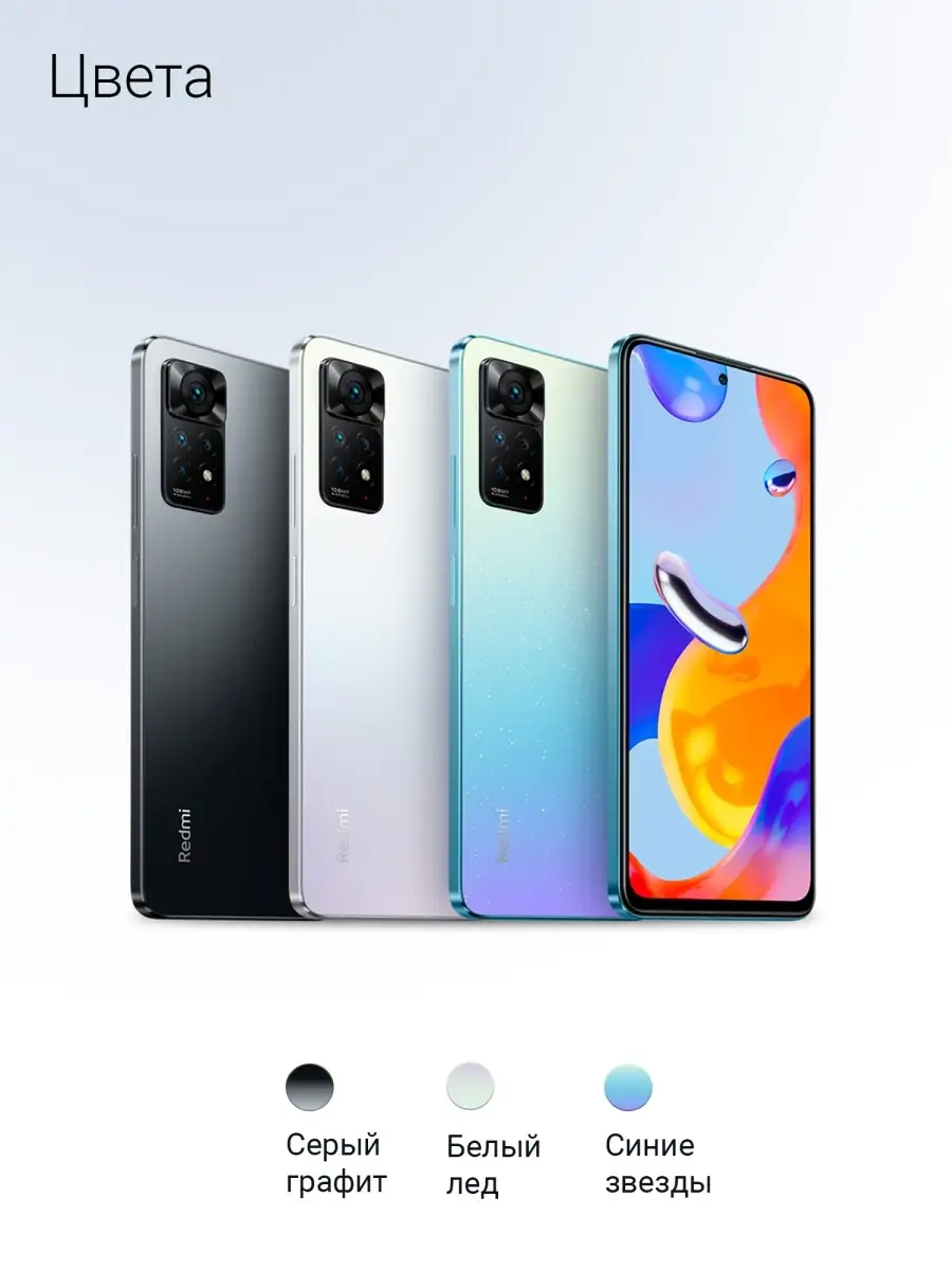 Смартфон Xiaomi Redmi Note 11 Pro 8GB+128GB Blue (MZB0ASJRU) Xiaomi  81762276 купить в интернет-магазине Wildberries