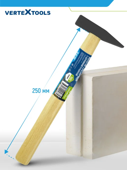 Vertextools Молоток слесарный, 100 г, квадратный боек, 100 г, фото 4
