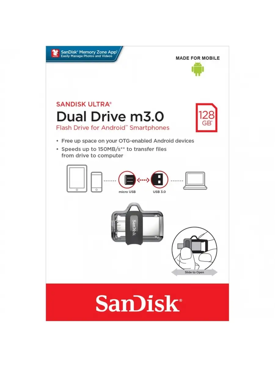 Флеш-память SanDisk Ultra Dual Drive, 64Gb, USB 3.0 Sandisk 81790049 купить  за 2 192 ₽ в интернет-магазине Wildberries