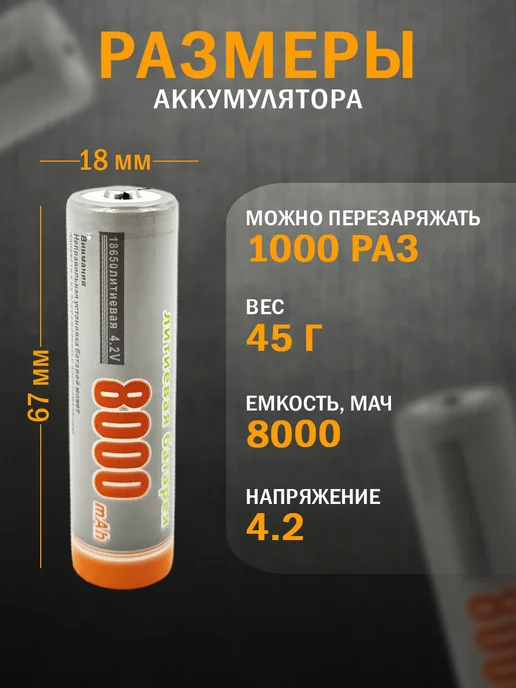 добыча Аккумуляторные батарейки литиевые 18650 3 шт, 3 шт, фото 7