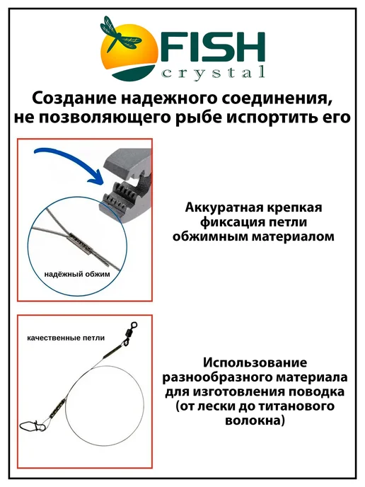 Fish Crystal Пассатижи обжимные для рыбалки, для поводков 15,5 см, вариант, фото 3
