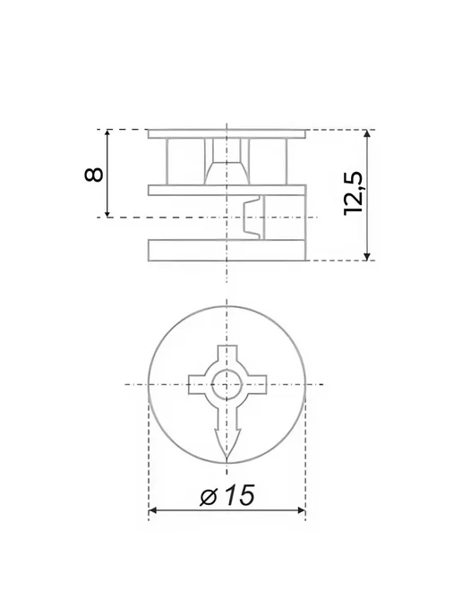 Permo Эксцентриковая стяжка D15x12 мм, 30 шт, 15x12 мм, 30 шт, фото 2