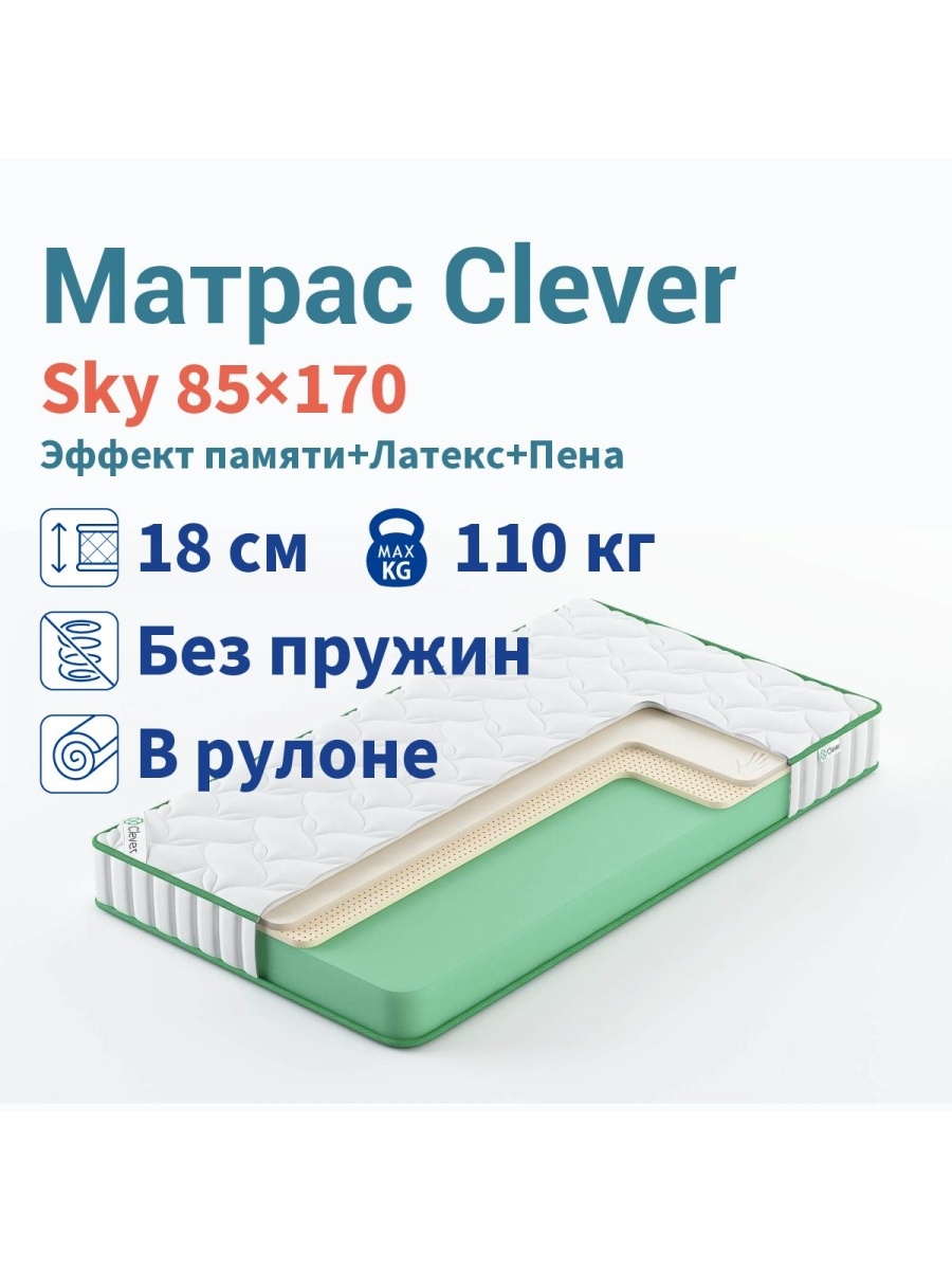 Клевер 170. Матрас Clever Sky 120x180 см. Матрас Clever Wing 150x195 см. Матрас Clever Life 150x205 см. Матрас Clever Wing 175x220 см.