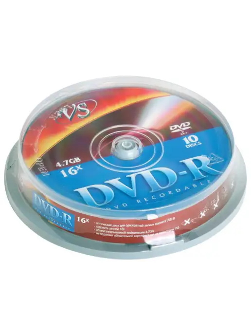 VS Компакт-диск DVD-R, 4,7 гб, 10 шт, Cake Box, 4,7 ГБ, 10 шт
