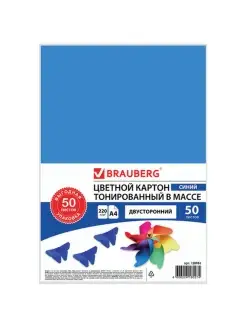 Цветной картон А4 двусторонний тонированный, 220 г/м2 Brauberg 82142472 купить за 541 ₽ в интернет-магазине Wildberries