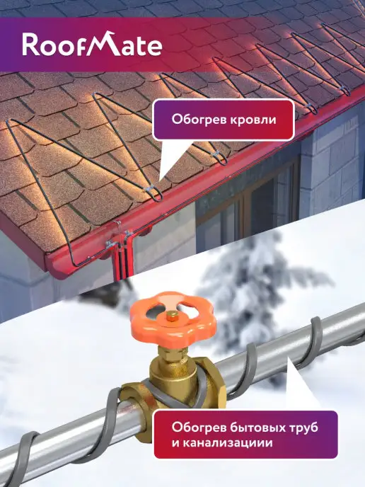 RoofMate Греющий кабель для обогрева водостоков и кровли, 18 Вт, 18 Вт, фото 2