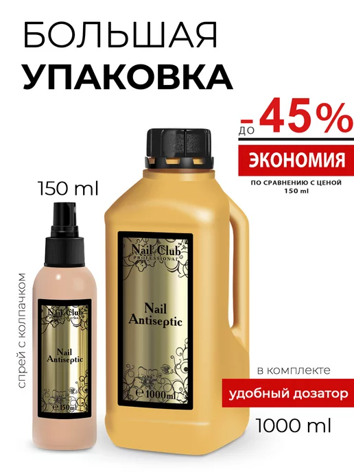 Nail Club Professional Антисептик дезинфектор для рук Nail Antiseptic 1 литр, 1 л, фото 7
