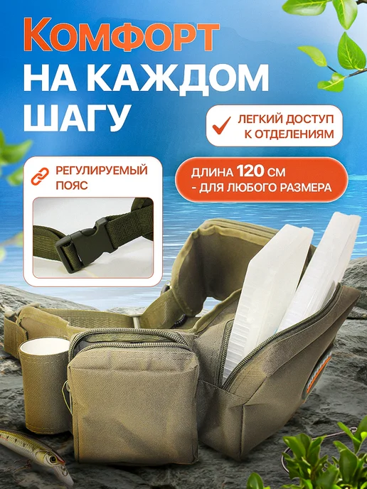Fisherman Поясная сумка для летней рыбалки (спиннинг) ф06, зеленый, фото 3