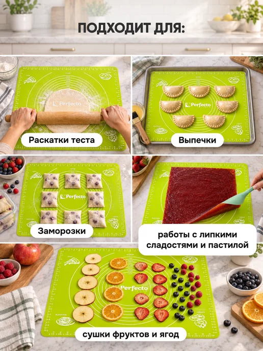 PERFECTO LINEA Коврик силиконовый для раскатки теста с мерной шкалой 50х40, 50x40, фото 2