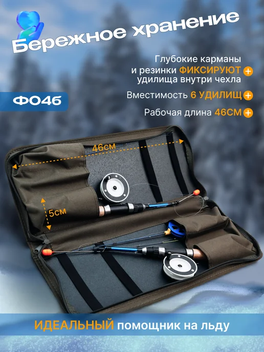 Fisherman Большой чехол для зимних удочек ф04б (49х18х4 см), 49x18x4 см, фото 2