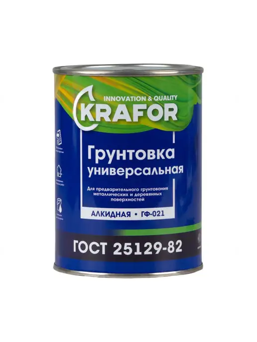 KRAFOR Грунтовка универсальная алкидная ГФ-021 по дереву и металлу, коричневый