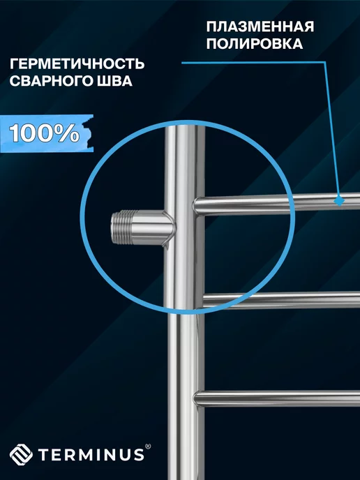 TERMINUS Полотенцесушитель водяной хром Классик 500х800, 400x800, фото 4