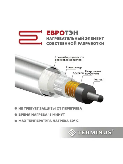 TERMINUS Полотенцесушитель электрический хром Классик 500х850, 400x650, фото 8