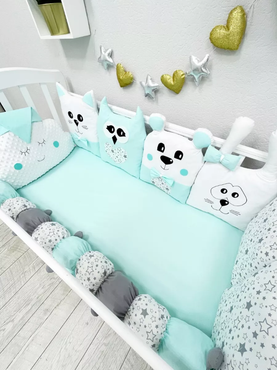 Ткань панели для подушек (бортики) в кроватку для новорожденных Совы, перкаль
