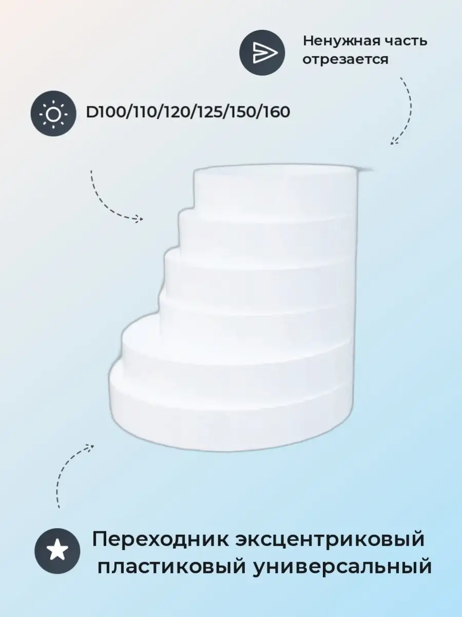 Переходникпластиковый универсальный D100/110/120/125/150/160