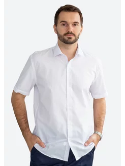 Рубашка классическая с коротким рукавом slim fit хлопок NINO PACOLI 82683190 купить за 2 097 ₽ в интернет-магазине Wildberries