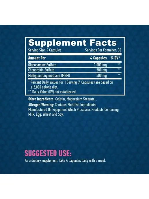 Haya Labs Glucosamine Chondroitin & MSM Complex. Глюкозамин 120 капсул, вариант, фото 5