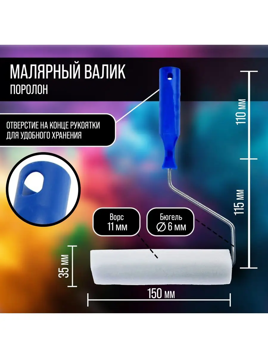 ТУНДРА Мини-валик поролон 150мм d-6мм D-15мм