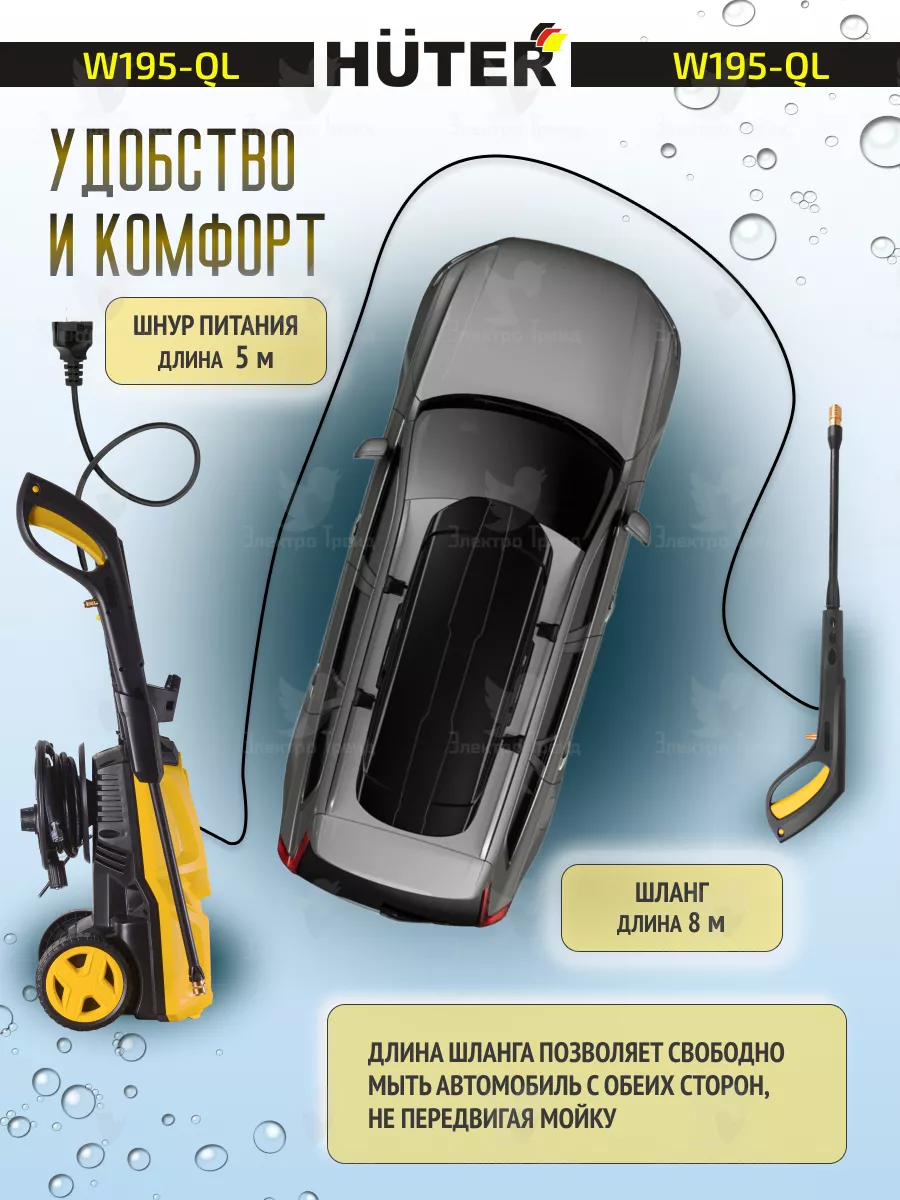 Мойка высокого давления для автомобиля W195-QL, автомойка Huter 83373458  купить за 14 390 ₽ в интернет-магазине Wildberries