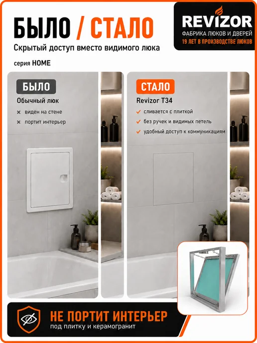 Revizor Люк ревизионный съемный под плитку 40х40 см, 40x40 см, фото 2