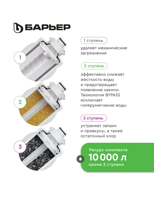 БАРЬЕР Комплект сменных фильтров под мойку Эксперт Жесткость, Сменный фильтр для воды, фото 4