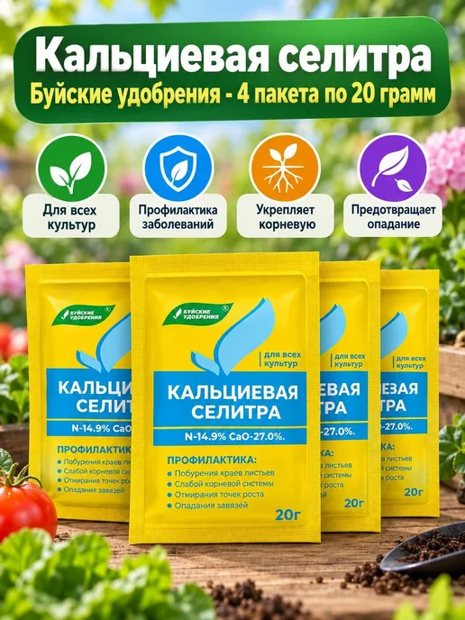 Буйские удобрения Удобрение Селитра кальциевая - 4 пакета по 20 грамм, вариант