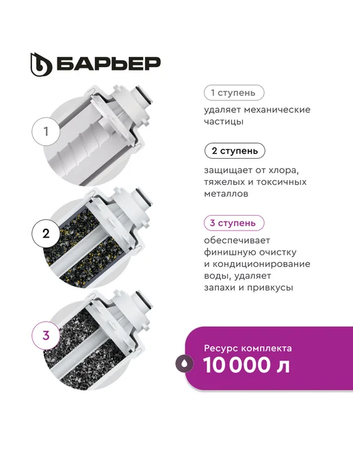 БАРЬЕР Комплект сменных фильтров под мойку Эксперт Стандарт, Сменный фильтр для воды, фото 4