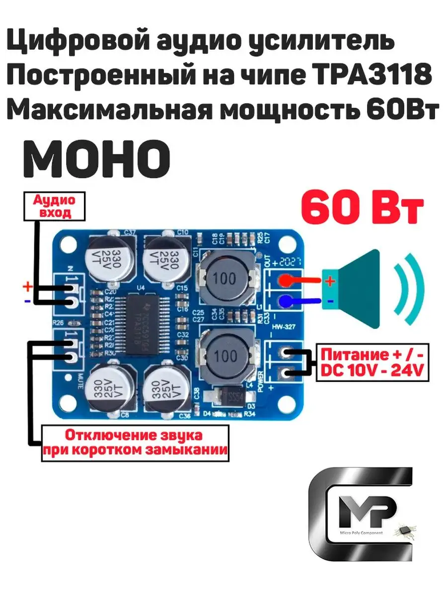 Моно цифровой аудио усилитель мощности 32-контактный чип MPC 83524916  купить за 527 ₽ в интернет-магазине Wildberries