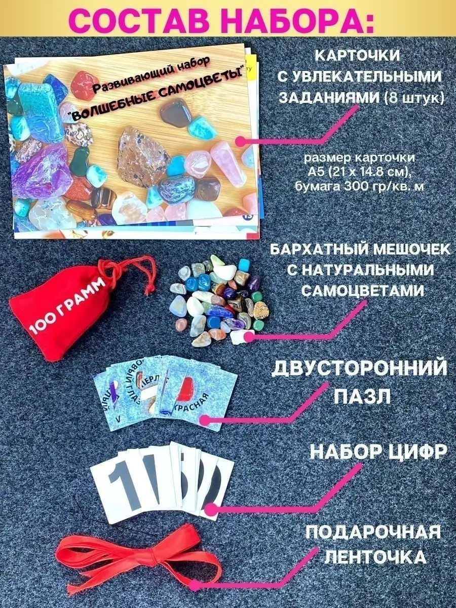 Натуральные Камни Минералы Декоративные Самоцветы игра VSEVERA 83653816  купить в интернет-магазине Wildberries