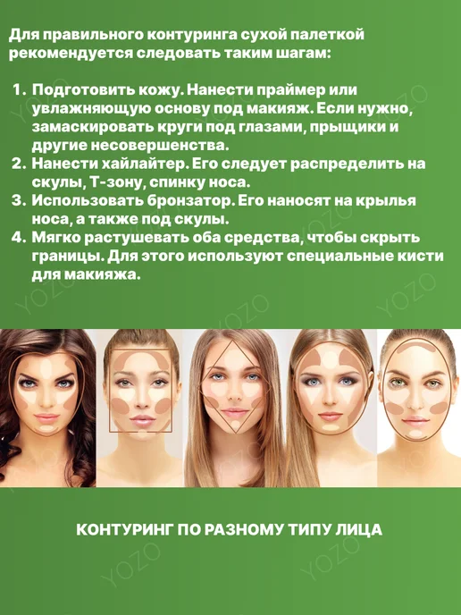 YOZO Палетка для контуринга лица, белый, фото 3