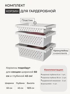 Комплект пластиковых корзин 3 шт для гардеробной системы ТИТАН GS 83867090 купить за 7 847 ₽ в интернет-магазине Wildberries