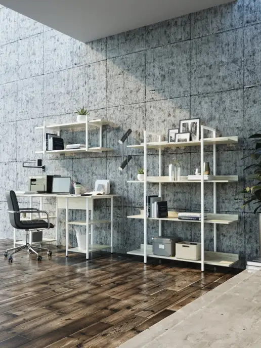 WOODSTEEL Стеллаж напольный Лофт деревянный металл 146х120х35 см, 146x120x35 см, фото 3