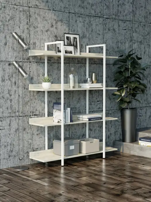 WOODSTEEL Стеллаж напольный Лофт деревянный металл 146х120х35 см, 146x120x35 см, фото 4