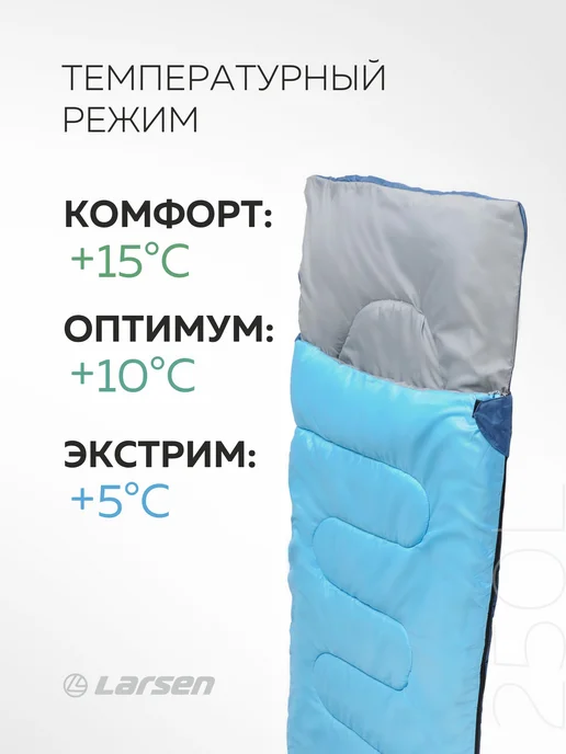 Larsen Спальный мешок туристический, голубой, фото 4