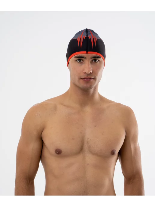 onlytop Шапочка для плавания тканевая Акула Swim бассейн, черный, фото 4