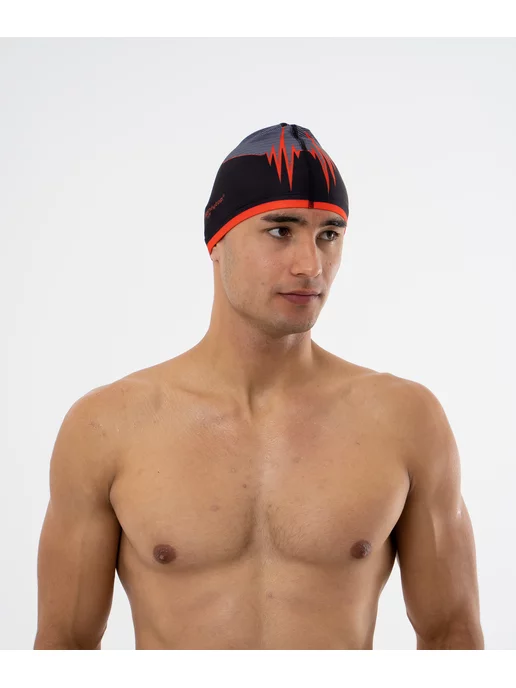 onlytop Шапочка для плавания тканевая Акула Swim бассейн, черный, фото 5