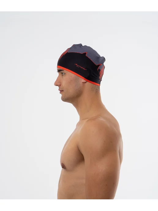 onlytop Шапочка для плавания тканевая Акула Swim бассейн, черный, фото 6