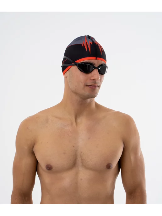 onlytop Шапочка для плавания тканевая Акула Swim бассейн, черный, фото 8